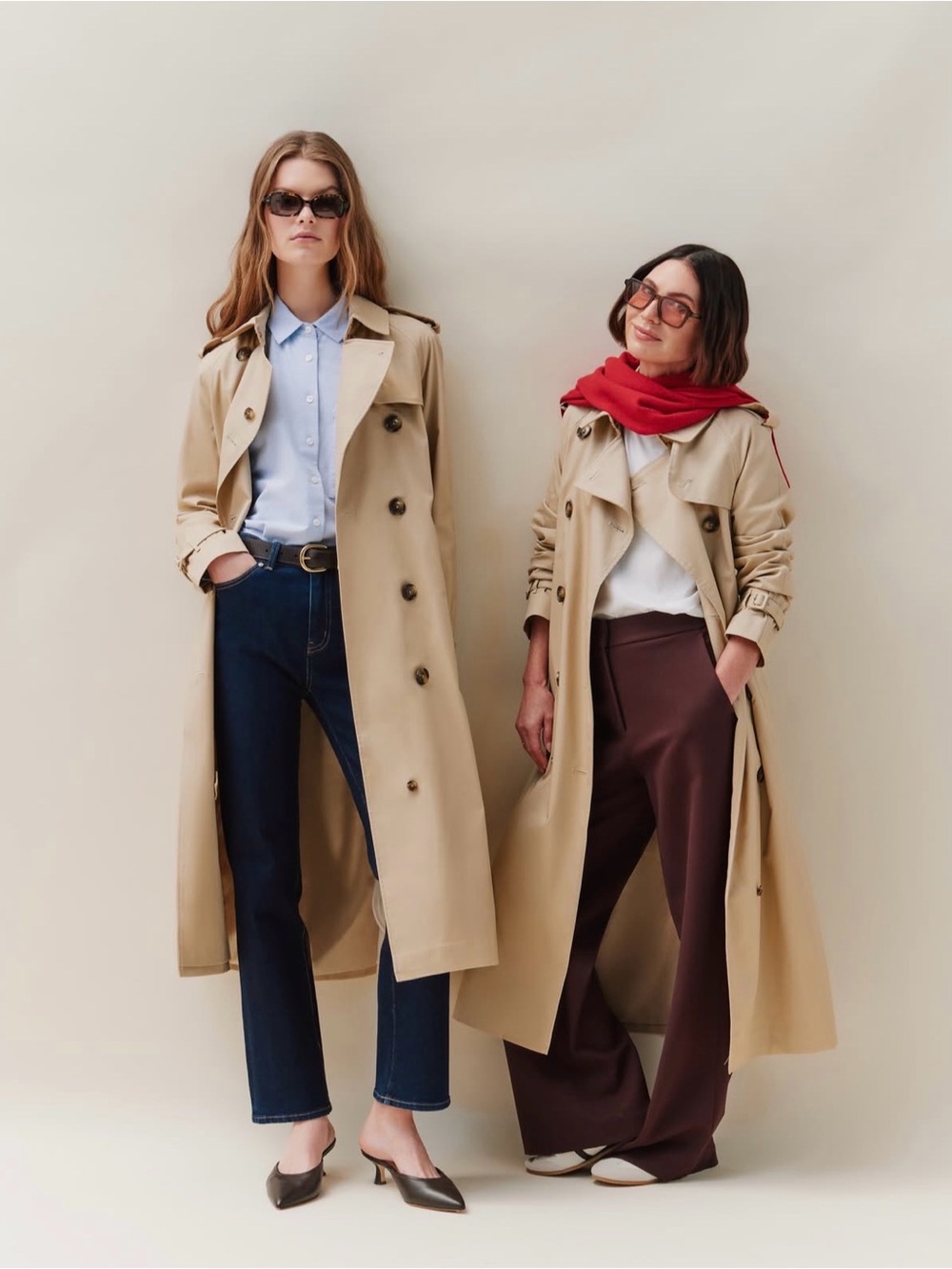 (NWT) Quince Comfort Stretch Long Trench Coat in Light Khaki — Size XS